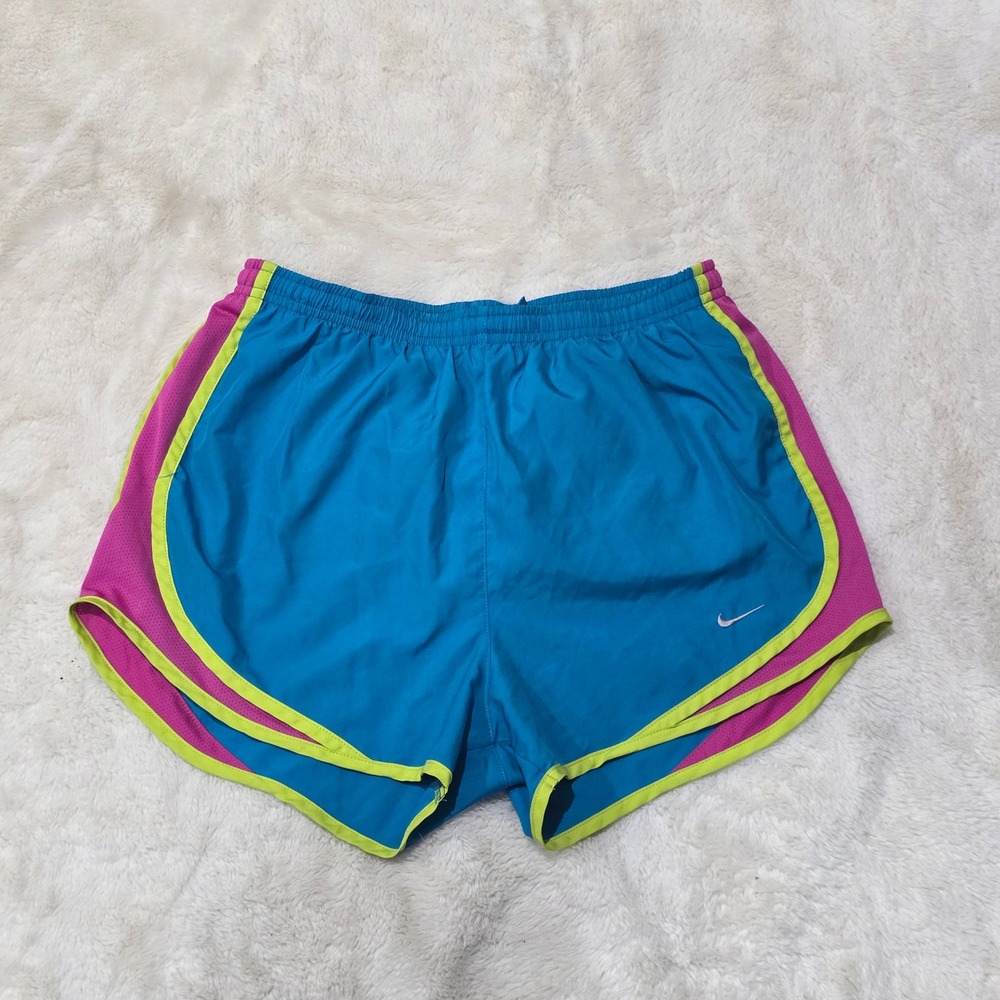 Nike Dri-FIT Tempo Running Shorts Blue Pink Neon‎ Athletic Yellow Womens Small